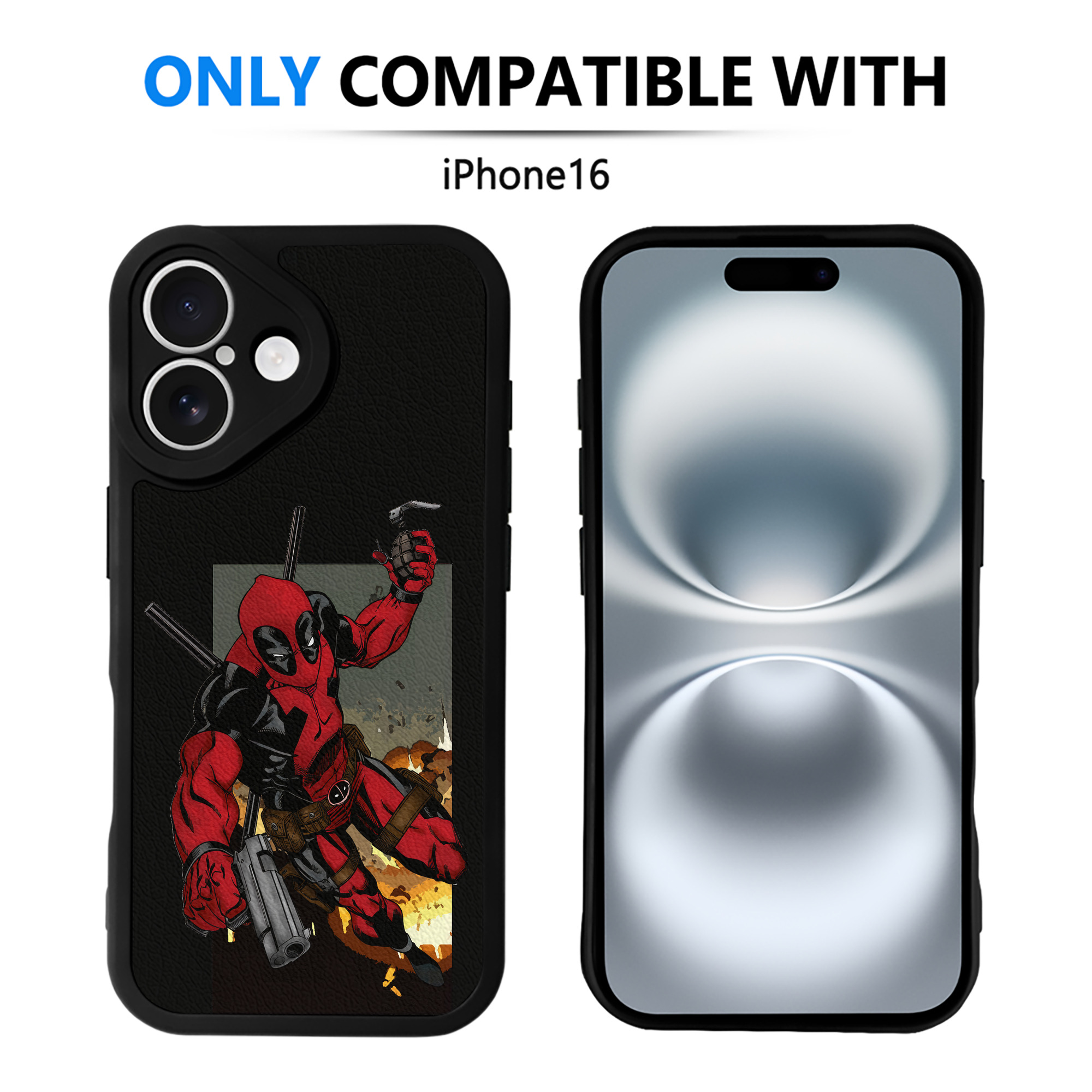 （画像用） Deadpool デッドプール 【iPhone 16シリーズ対応】シリコンスマホケース（レザー調） 材質：シリコン